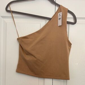Express One-Shoulder Brown Tank Top
